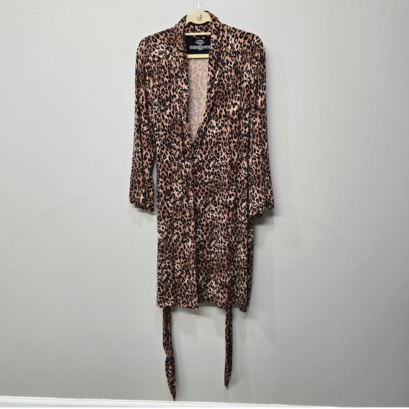 Soma Robe Women L/XL Animal Leopard Print Soft Stretch Jersey Knit Lounge Pocket - Picture 5 of 8